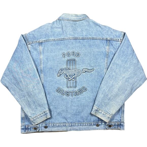 Ford Mustang 80’s Rare Vintage Light Wash Denim Jacket - Picture 1 of 7